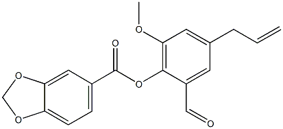 4-allyl-2-formyl-6-methoxyphenyl 1,3-benzodioxole-5-carboxylate 结构式