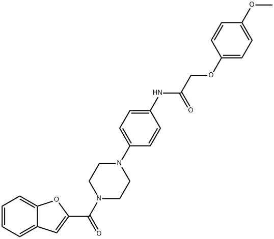 N-{4-[4-(1-benzofuran-2-ylcarbonyl)-1-piperazinyl]phenyl}-2-(4-methoxyphenoxy)acetamide 结构式