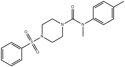 N-methyl-N-(4-methylphenyl)-4-(phenylsulfonyl)-1-piperazinecarboxamide 结构式