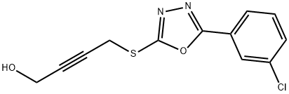 4-{[5-(3-chlorophenyl)-1,3,4-oxadiazol-2-yl]sulfanyl}-2-butyn-1-ol 结构式
