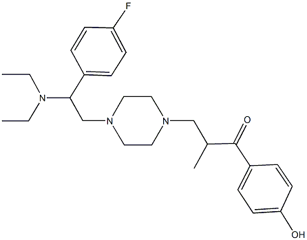 3-{4-[2-(diethylamino)-2-(4-fluorophenyl)ethyl]-1-piperazinyl}-1-(4-hydroxyphenyl)-2-methyl-1-propanone 结构式