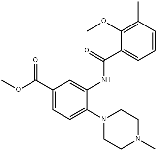 methyl 3-[(2-methoxy-3-methylbenzoyl)amino]-4-(4-methyl-1-piperazinyl)benzoate 结构式