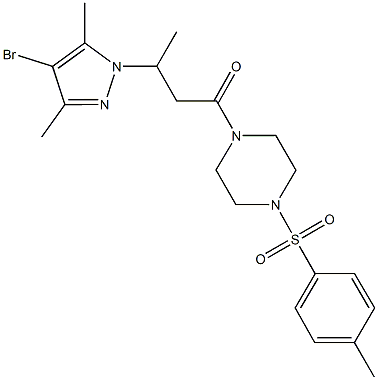 1-[3-(4-bromo-3,5-dimethyl-1H-pyrazol-1-yl)butanoyl]-4-[(4-methylphenyl)sulfonyl]piperazine 结构式
