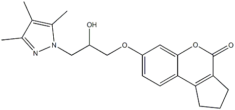 7-[2-hydroxy-3-(3,4,5-trimethyl-1H-pyrazol-1-yl)propoxy]-2,3-dihydrocyclopenta[c]chromen-4(1H)-one 结构式