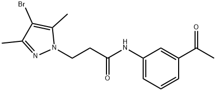 N-(3-acetylphenyl)-3-(4-bromo-3,5-dimethyl-1H-pyrazol-1-yl)propanamide 结构式
