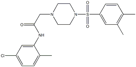 N-(5-chloro-2-methylphenyl)-2-{4-[(3,4-dimethylphenyl)sulfonyl]-1-piperazinyl}acetamide 结构式