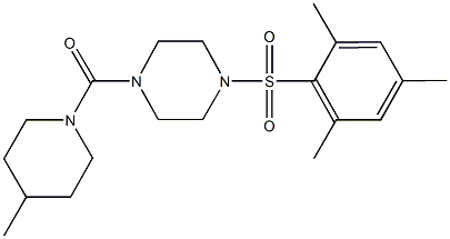 1-(mesitylsulfonyl)-4-[(4-methyl-1-piperidinyl)carbonyl]piperazine 结构式