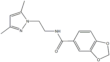 N-[2-(3,5-dimethyl-1H-pyrazol-1-yl)ethyl]-1,3-benzodioxole-5-carboxamide 结构式