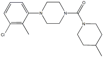 1-(3-chloro-2-methylphenyl)-4-[(4-methyl-1-piperidinyl)carbonyl]piperazine 结构式