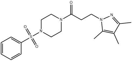 1-(phenylsulfonyl)-4-[3-(3,4,5-trimethyl-1H-pyrazol-1-yl)propanoyl]piperazine 结构式