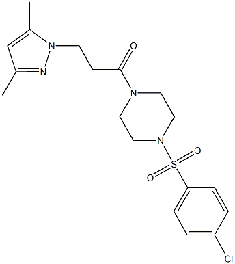 1-[(4-chlorophenyl)sulfonyl]-4-[3-(3,5-dimethyl-1H-pyrazol-1-yl)propanoyl]piperazine 结构式