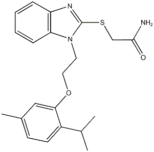 2-({1-[2-(2-isopropyl-5-methylphenoxy)ethyl]-1H-benzimidazol-2-yl}sulfanyl)acetamide 结构式