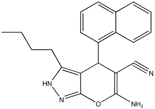 6-amino-3-butyl-4-(1-naphthyl)-2,4-dihydropyrano[2,3-c]pyrazole-5-carbonitrile 结构式
