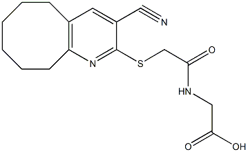 ({[(3-cyano-5,6,7,8,9,10-hexahydrocycloocta[b]pyridin-2-yl)sulfanyl]acetyl}amino)acetic acid 结构式