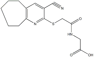 ({[(3-cyano-6,7,8,9-tetrahydro-5H-cyclohepta[b]pyridin-2-yl)sulfanyl]acetyl}amino)acetic acid 结构式