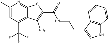 3-amino-N-[2-(1H-indol-3-yl)ethyl]-6-methyl-4-(trifluoromethyl)thieno[2,3-b]pyridine-2-carboxamide 结构式