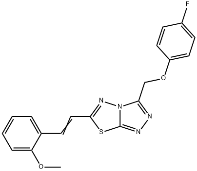 3-[(4-fluorophenoxy)methyl]-6-[(E)-2-(2-methoxyphenyl)ethenyl][1,2,4]triazolo[3,4-b][1,3,4]thiadiazole 结构式