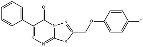 7-[(4-fluorophenoxy)methyl]-3-phenyl-4H-[1,3,4]thiadiazolo[2,3-c][1,2,4]triazin-4-one 结构式