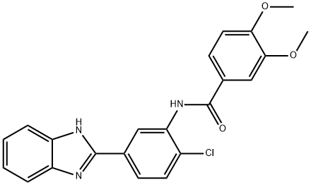 N-[5-(1H-benzimidazol-2-yl)-2-chlorophenyl]-3,4-dimethoxybenzamide 结构式