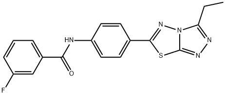 N-[4-(3-ethyl[1,2,4]triazolo[3,4-b][1,3,4]thiadiazol-6-yl)phenyl]-3-fluorobenzamide 结构式