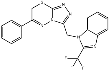 6-phenyl-3-{[2-(trifluoromethyl)-1H-benzimidazol-1-yl]methyl}-7H-[1,2,4]triazolo[3,4-b][1,3,4]thiadiazine 结构式