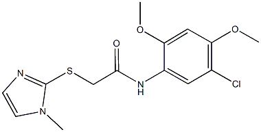 N-(5-chloro-2,4-dimethoxyphenyl)-2-[(1-methyl-1H-imidazol-2-yl)sulfanyl]acetamide 结构式