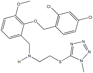 N-{2-[(2,4-dichlorobenzyl)oxy]-3-methoxybenzyl}-N-{2-[(1-methyl-1H-tetraazol-5-yl)sulfanyl]ethyl}amine 结构式