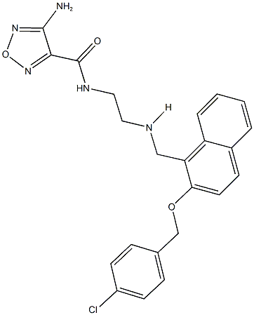 4-amino-N-{2-[({2-[(4-chlorobenzyl)oxy]-1-naphthyl}methyl)amino]ethyl}-1,2,5-oxadiazole-3-carboxamide 结构式