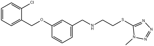 N-{3-[(2-chlorobenzyl)oxy]benzyl}-N-{2-[(1-methyl-1H-tetraazol-5-yl)sulfanyl]ethyl}amine 结构式