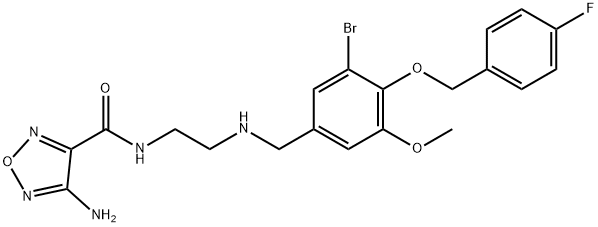 4-amino-N-[2-({3-bromo-4-[(4-fluorobenzyl)oxy]-5-methoxybenzyl}amino)ethyl]-1,2,5-oxadiazole-3-carboxamide 结构式