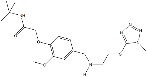 N-(tert-butyl)-2-{2-methoxy-4-[({2-[(1-methyl-1H-tetraazol-5-yl)sulfanyl]ethyl}amino)methyl]phenoxy}acetamide 结构式