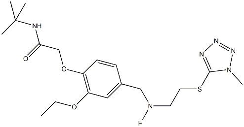 N-(tert-butyl)-2-{2-ethoxy-4-[({2-[(1-methyl-1H-tetraazol-5-yl)sulfanyl]ethyl}amino)methyl]phenoxy}acetamide 结构式