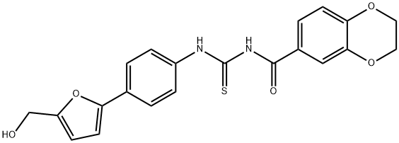 N-(2,3-dihydro-1,4-benzodioxin-6-ylcarbonyl)-N'-{4-[5-(hydroxymethyl)-2-furyl]phenyl}thiourea 结构式