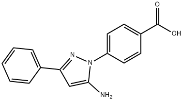 4-(5-amino-3-phenyl-1H-pyrazol-1-yl)benzoic acid 结构式