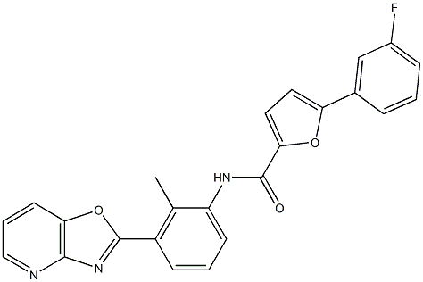 5-(3-fluorophenyl)-N-(2-methyl-3-[1,3]oxazolo[4,5-b]pyridin-2-ylphenyl)-2-furamide 结构式