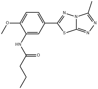 N-[2-methoxy-5-(3-methyl[1,2,4]triazolo[3,4-b][1,3,4]thiadiazol-6-yl)phenyl]butanamide 结构式
