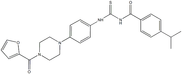 N-{4-[4-(2-furoyl)-1-piperazinyl]phenyl}-N'-(4-isopropylbenzoyl)thiourea 结构式