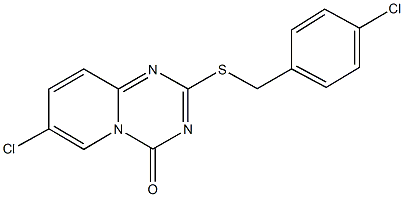 7-chloro-2-[(4-chlorobenzyl)sulfanyl]-4H-pyrido[1,2-a][1,3,5]triazin-4-one 结构式