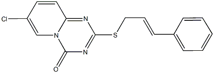 7-chloro-2-(cinnamylsulfanyl)-4H-pyrido[1,2-a][1,3,5]triazin-4-one 结构式