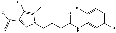 4-{4-chloro-3-nitro-5-methyl-1H-pyrazol-1-yl}-N-(5-chloro-2-hydroxyphenyl)butanamide 结构式