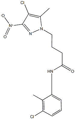 4-{4-chloro-3-nitro-5-methyl-1H-pyrazol-1-yl}-N-(3-chloro-2-methylphenyl)butanamide 结构式