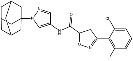 N-[1-(1-adamantyl)-1H-pyrazol-4-yl]-3-(2-chloro-6-fluorophenyl)-4,5-dihydro-5-isoxazolecarboxamide 结构式