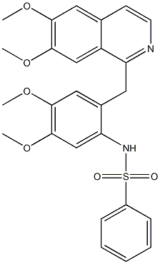 N-{2-[(6,7-dimethoxy-1-isoquinolinyl)methyl]-4,5-dimethoxyphenyl}benzenesulfonamide 结构式