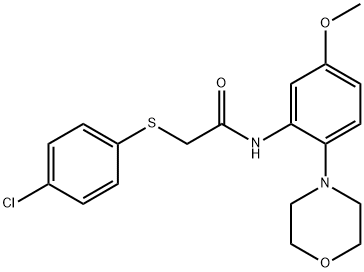 2-[(4-chlorophenyl)sulfanyl]-N-[5-methoxy-2-(4-morpholinyl)phenyl]acetamide 结构式