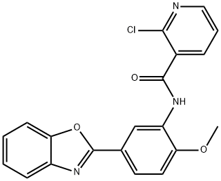 N-[5-(1,3-benzoxazol-2-yl)-2-methoxyphenyl]-2-chloronicotinamide 结构式