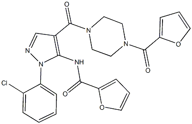 N-(1-(2-chlorophenyl)-4-{[4-(2-furoyl)-1-piperazinyl]carbonyl}-1H-pyrazol-5-yl)-2-furamide 结构式