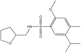 5-isopropyl-2-methoxy-4-methyl-N-(tetrahydro-2-furanylmethyl)benzenesulfonamide 结构式