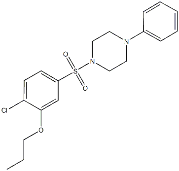 1-[(4-chloro-3-propoxyphenyl)sulfonyl]-4-phenylpiperazine 结构式