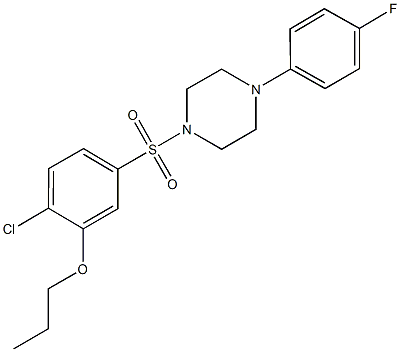 1-[(4-chloro-3-propoxyphenyl)sulfonyl]-4-(4-fluorophenyl)piperazine 结构式