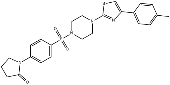 1-[4-({4-[4-(4-methylphenyl)-1,3-thiazol-2-yl]-1-piperazinyl}sulfonyl)phenyl]-2-pyrrolidinone 结构式